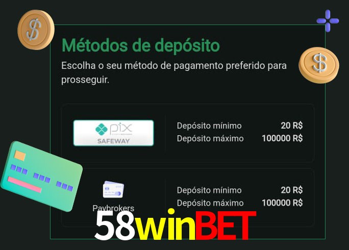 O cassino 58winbet oferece uma grande variedade de métodos de pagamento